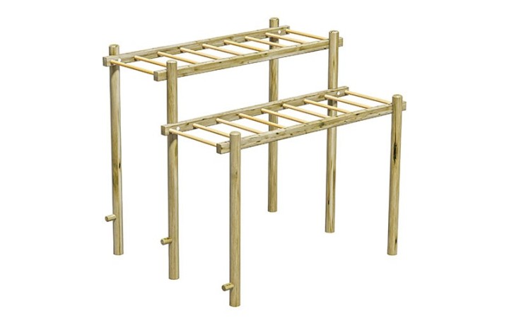 ÉCHELLE DE SUSPENSION MODULE DE GRIMPE EXTERIEUR EN BOIS POUR LES COLLECTIVITÉS FABRIQUÉ EN FRANCE