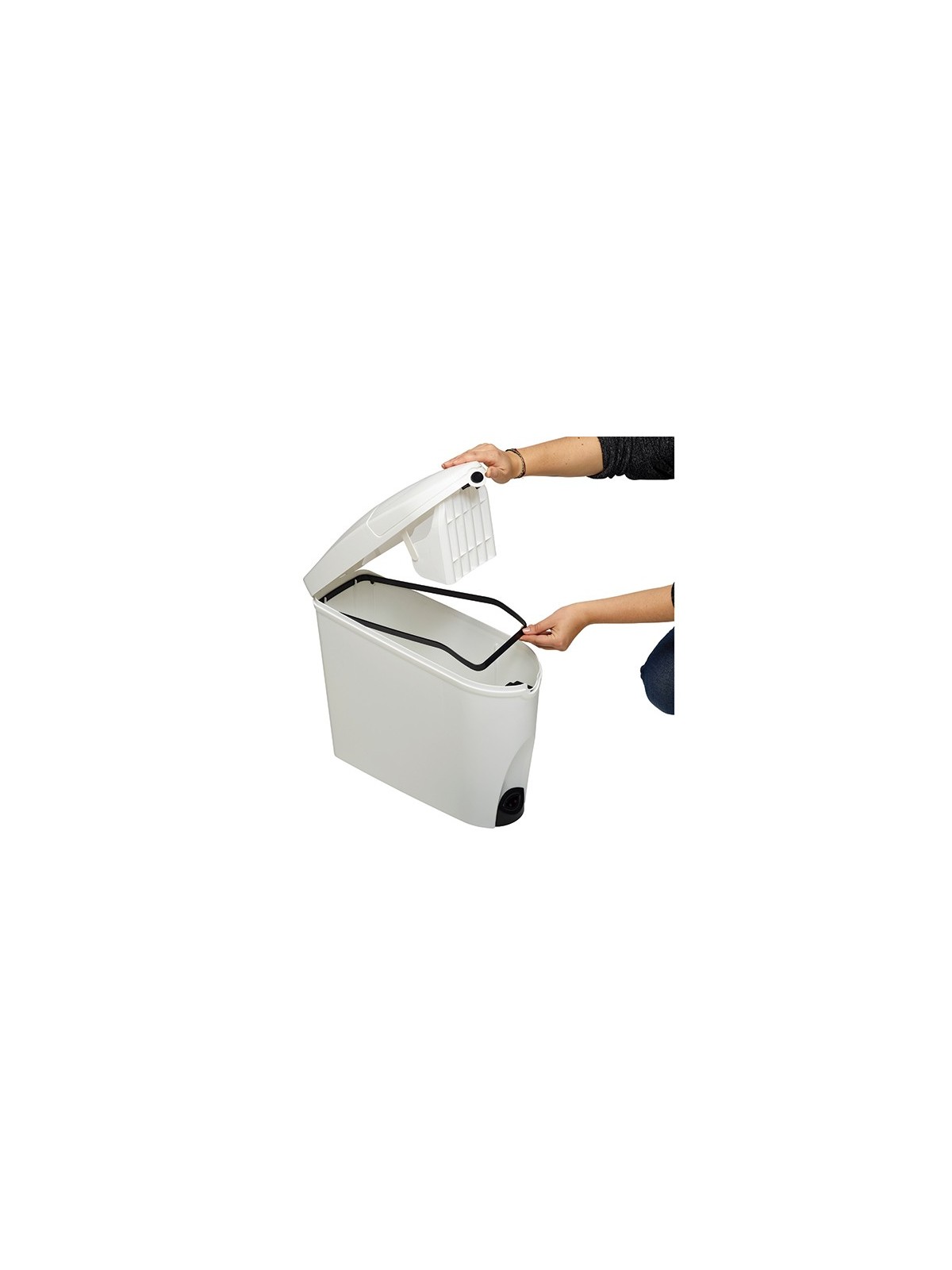 POUBELLE AUTOMATIQUE POUR PROTECTIONS HYGIÉNIQUES FÉMININES AVEC OUVERTURE SANS CONTACT PAR CAPTEUR INFRAROUGE.