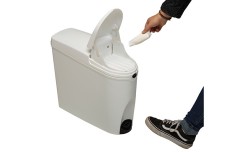 POUBELLE AUTOMATIQUE POUR PROTECTIONS HYGIÉNIQUES FÉMININES AVEC OUVERTURE SANS CONTACT PAR CAPTEUR INFRAROUGE.