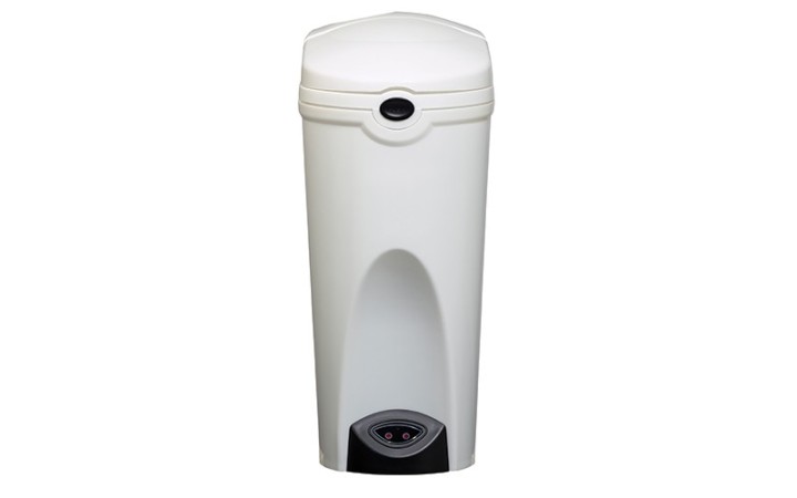 POUBELLE AUTOMATIQUE POUR PROTECTIONS HYGIÉNIQUES FÉMININES AVEC OUVERTURE SANS CONTACT PAR CAPTEUR INFRAROUGE.