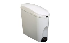 POUBELLE AUTOMATIQUE POUR PROTECTIONS HYGIÉNIQUES FÉMININES AVEC OUVERTURE SANS CONTACT PAR CAPTEUR INFRAROUGE.