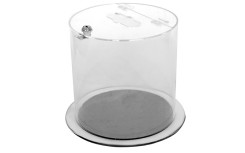 COLLECTEUR TRANSPARENT VERROUILLABLE POUR COLLECTE DE PILES, TÉLÉPHONES ET PETITS DÉCHETS RECYCLABLES EN ENTREPRISE