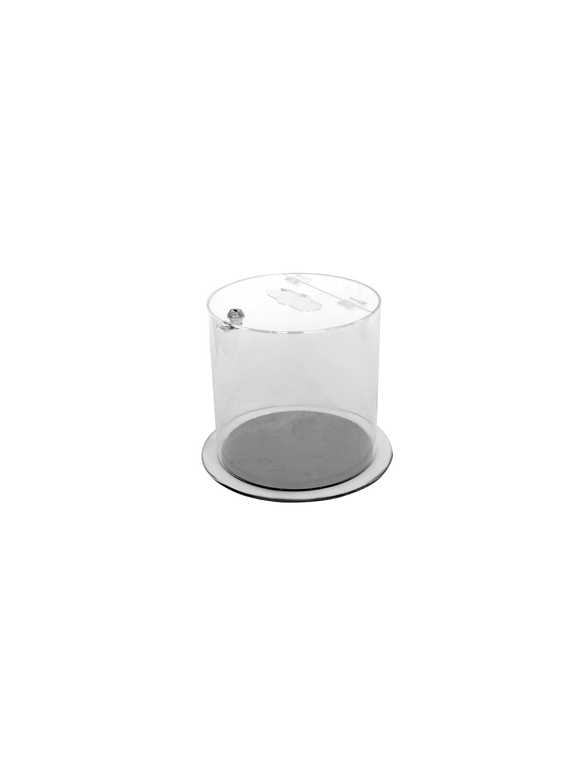 COLLECTEUR TRANSPARENT VERROUILLABLE POUR COLLECTE DE PILES, TÉLÉPHONES ET PETITS DÉCHETS RECYCLABLES EN ENTREPRISE