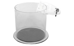 COLLECTEUR TRANSPARENT VERROUILLABLE POUR COLLECTE DE PILES, TÉLÉPHONES ET PETITS DÉCHETS RECYCLABLES EN ENTREPRISE