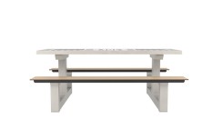 TABLE DE JEUX EXTÉRIEURE EN BÉTON & HPL, AVEC ÉCHIQUIER, DAMIER ET PETITS CHEVAUX POUR COURS DE COLLÈGES, LYCÉES