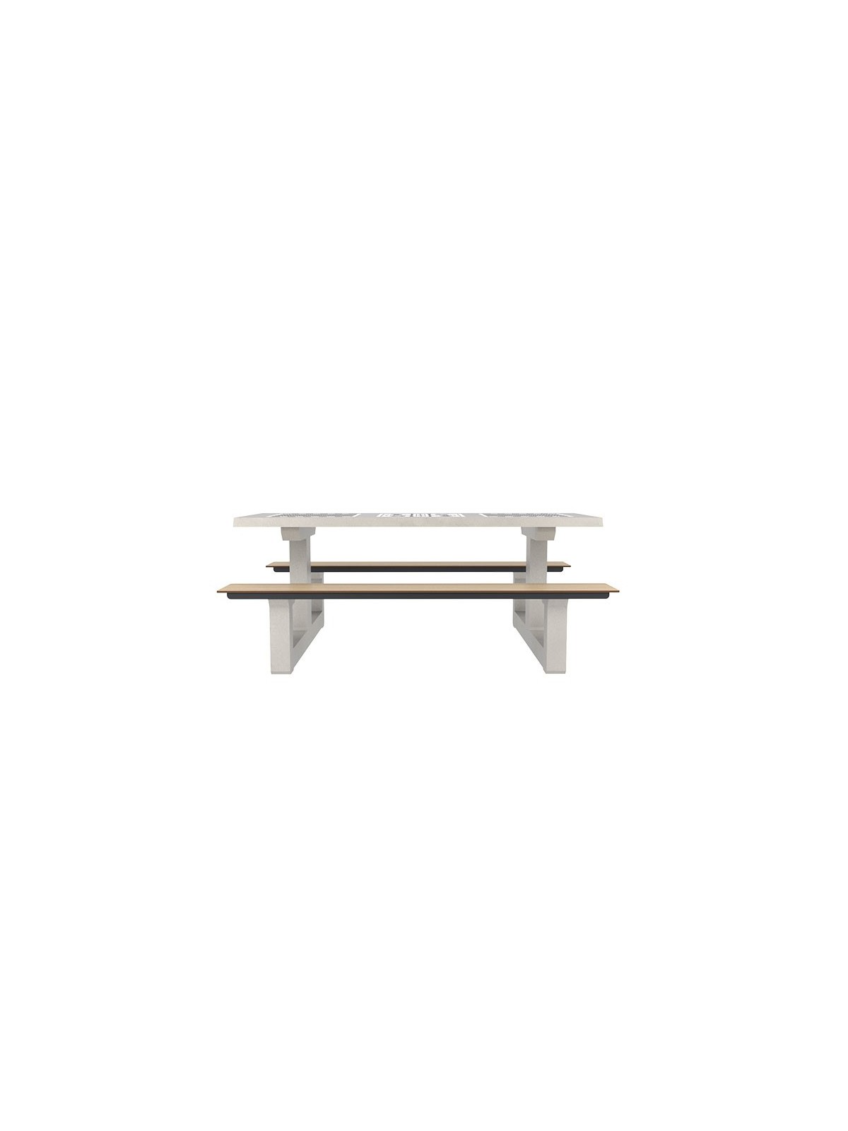 TABLE DE JEUX EXTÉRIEURE EN BÉTON & HPL, AVEC ÉCHIQUIER, DAMIER ET PETITS CHEVAUX POUR COURS DE COLLÈGES, LYCÉES