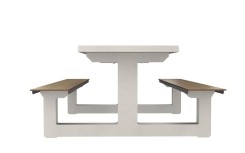 TABLE DE JEUX EXTÉRIEURE EN BÉTON & HPL, AVEC ÉCHIQUIER, DAMIER ET PETITS CHEVAUX POUR COURS DE COLLÈGES, LYCÉES