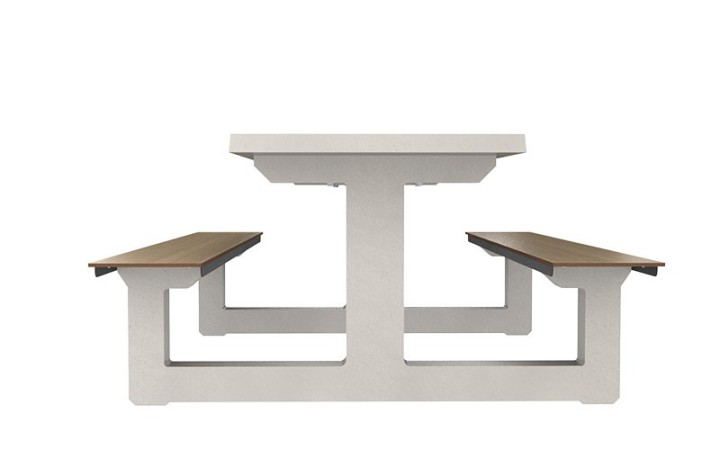 TABLE DE JEUX EXTÉRIEURE EN BÉTON & HPL, AVEC ÉCHIQUIER, DAMIER ET PETITS CHEVAUX POUR COURS DE COLLÈGES, LYCÉES