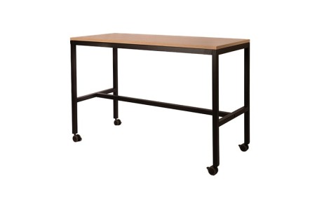 Table haute avec structure métal pour aménagement intérieur d’entreprise ou bâtiment public.