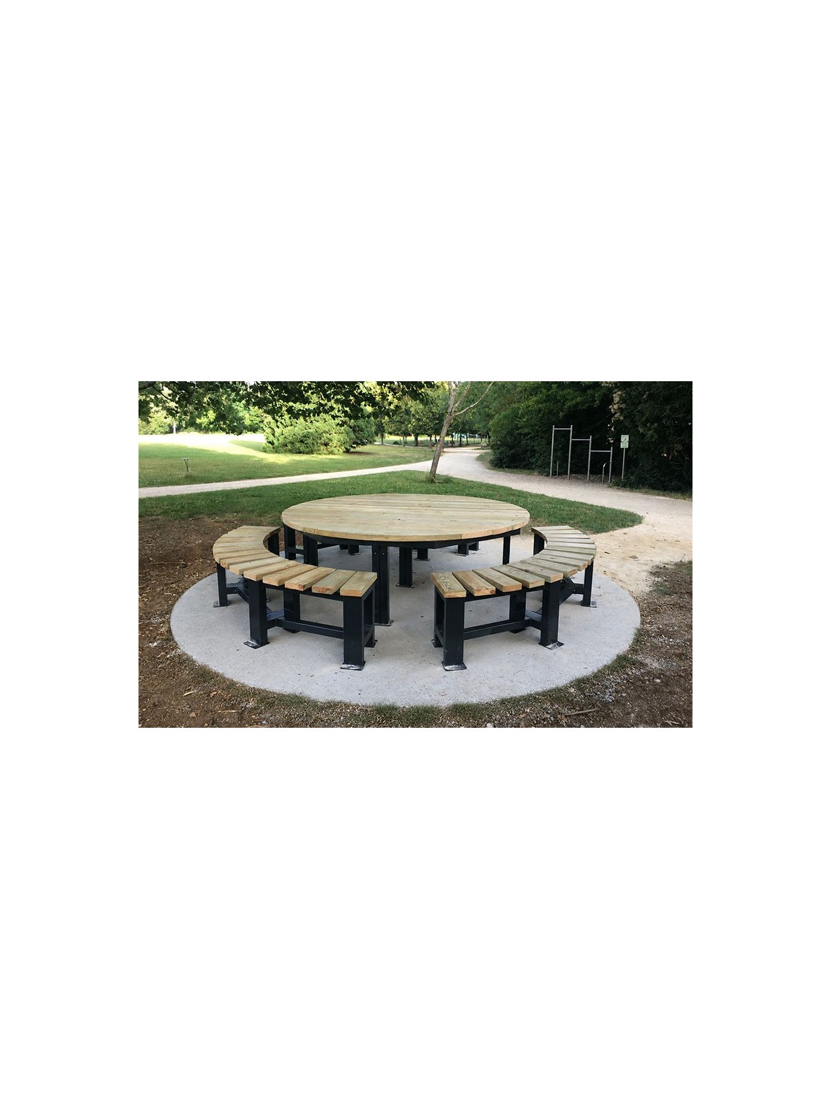 Table pique-nique ronde acier bois ALIENOR Mobilier pour collectivité