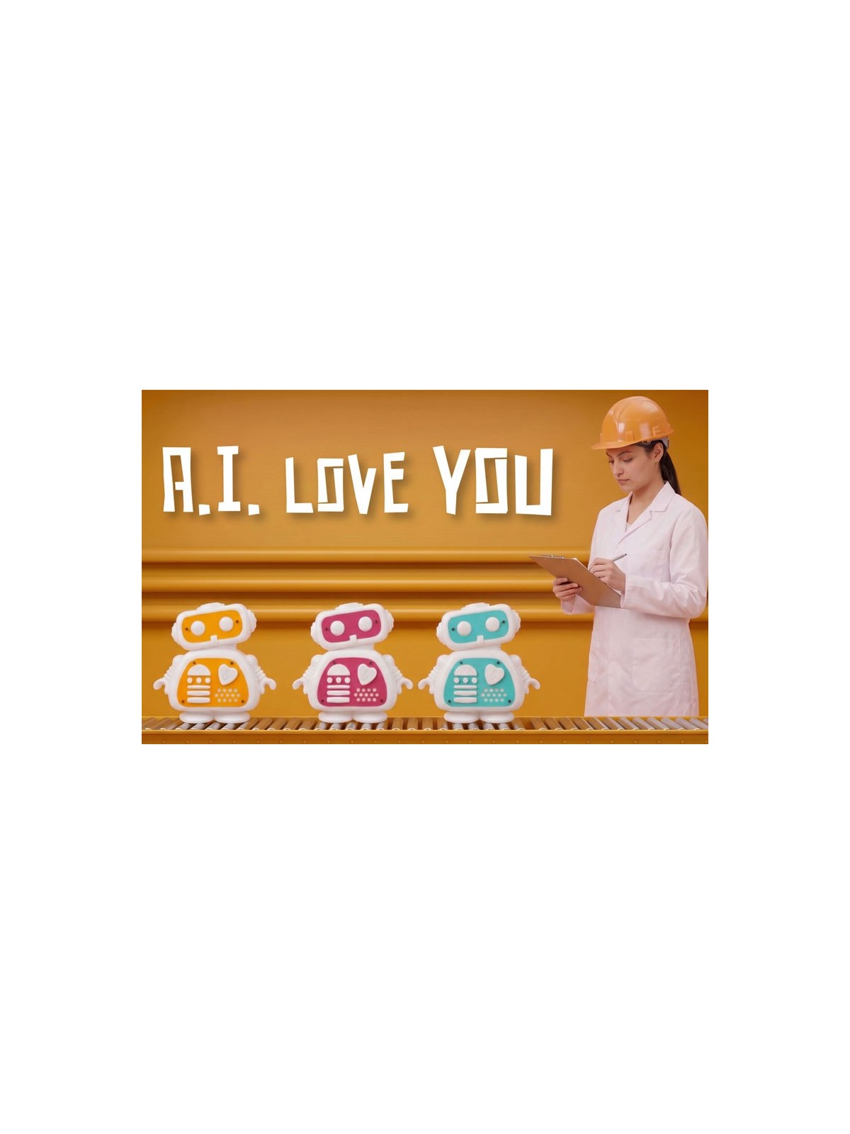 Lampe robot design rechargeable AI Love You Red Hook