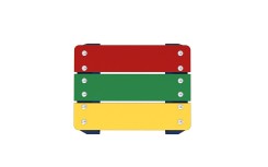 TABOURET EXTERIEUR POUR ENFANT EN  ACIER ET BOIS COMPACT
ASSISE DESIGN ET COLORÉE POUR ENFANT DANS ÉCOLE