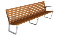 Banc public CEZE en bois tropical et fonte pour espace public
Banc urbain avec accoudoirs pour parc et collectivité