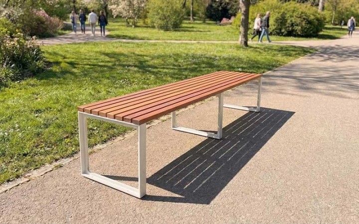 Banquette urbaine sans dossier pour espace public
Banquette extérieure Fonte & bois pour collectivité