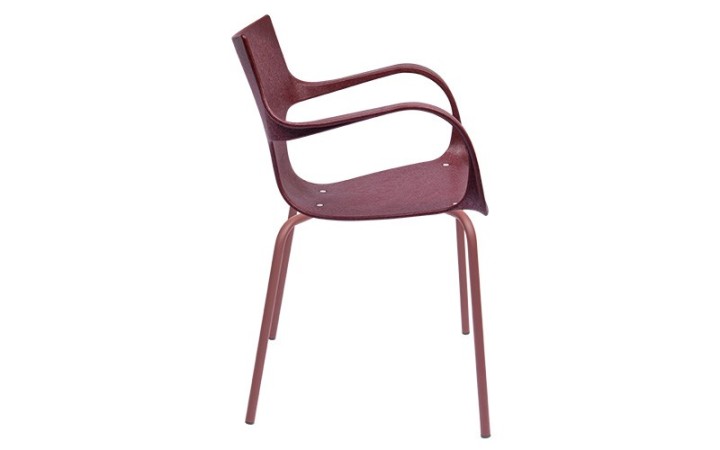 CHAISE STILFIBRA ERBI WINI – DESIGN ITALIEN, MARC DE RAISIN ET PIEDS ACIER