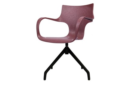 Chaise Erbi Wini STILFIBRA en fibres de marc de raisin et plastique recyclé, avec piètement polyamide noir à retour automatique