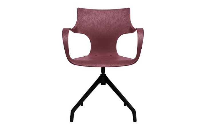 Chaise Erbi Wini en fibres végétales et PP régénéré, avec piètement polyamide pour salles de réunion et espaces d’accueil