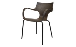 Chaise Erbi Moka en fibres de parche de café et plastique recyclé, piètement acier empilable