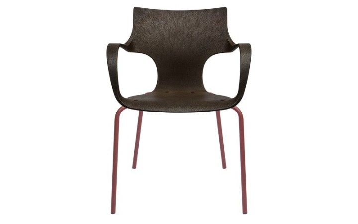 Chaise design Erbi Moka en fibres végétales et PP régénéré, restaurants, espaces d’accueil et terrasses professionnelles