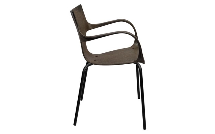 Chaise Erbi Moka en biocomposite végétal et plastique post-industriel recyclé, espaces professionnels intérieurs et extérieurs