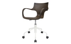 Erbi Moka, chaise professionnelle mobile avec coque contenant 20 % de fibres de café et piètement pivotant à roulettes