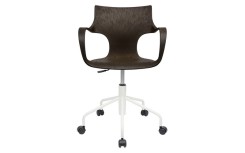 Chaise Erbi Moka en biocomposite végétal et PP régénéré, avec base à roulettes pour bureaux et espaces de travail