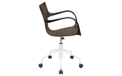 Chaise Erbi Moka en biocomposite végétal et PP régénéré, avec base à roulettes pour bureaux et espaces de travail