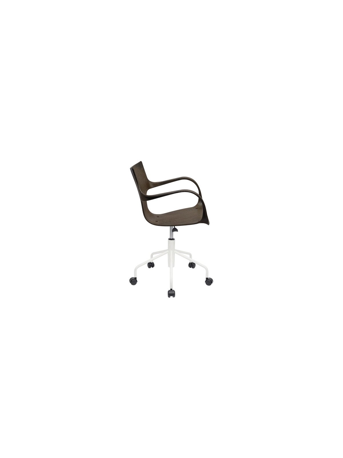 Chaise Erbi Moka en biocomposite végétal et PP régénéré, avec base à roulettes pour bureaux et espaces de travail