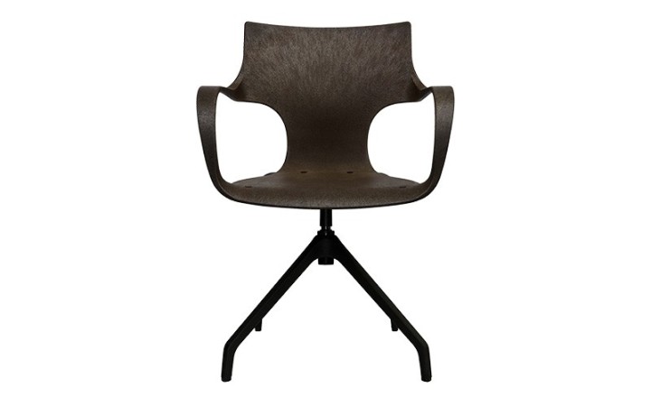 Erbi Moka, chaise design professionnelle avec coque contenant 20 % de fibres de café et base pivotante en polyamide noir