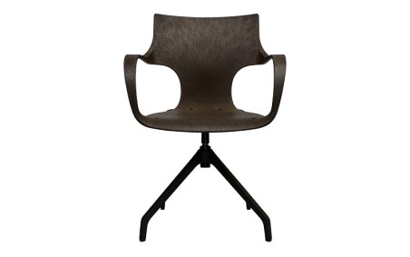 Erbi Moka, chaise design professionnelle avec coque contenant 20 % de fibres de café et base pivotante en polyamide noir