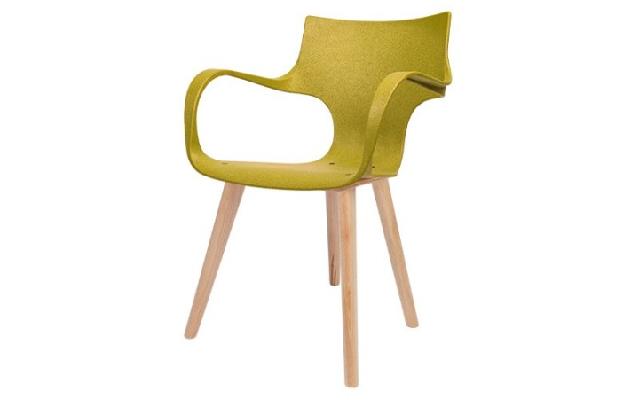 Chaise Erbi Chami STILFIBRA en fibres de camomille avec piètement en hêtre certifié FSC® pour espaces professionnels