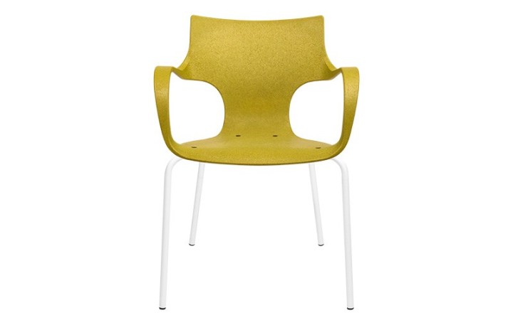 Chaise Erbi Chami en fibres végétales et polypropylène régénéré structure acier pour les projets d’aménagement responsables