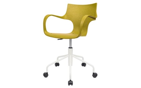 Chaise Erbi Chami en fibres de camomille avec base métallique et roulettes pivotantes