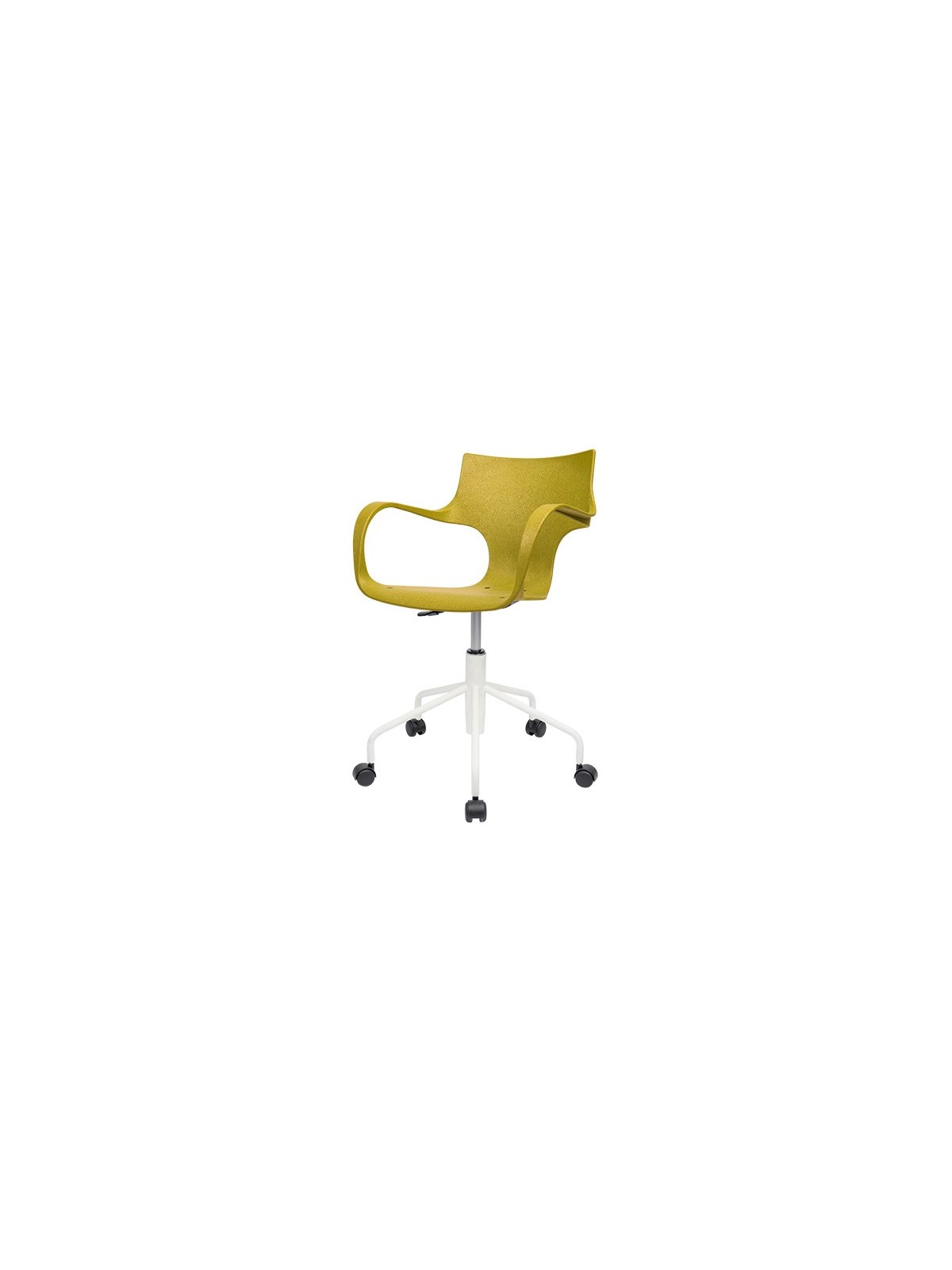 Chaise Erbi Chami en fibres de camomille avec base métallique et roulettes pivotantes