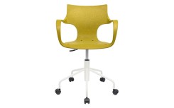 Chaise design Stilfibra Erbi Chami jaune avec piètement pivotant à roulettes