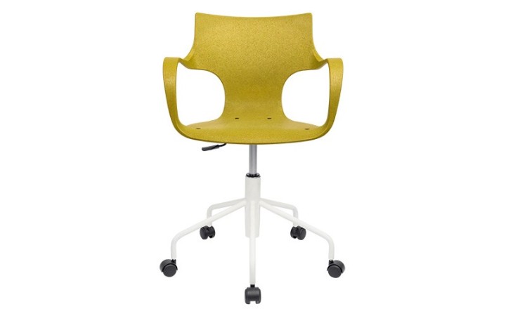 Chaise design Stilfibra Erbi Chami jaune avec piètement pivotant à roulettes