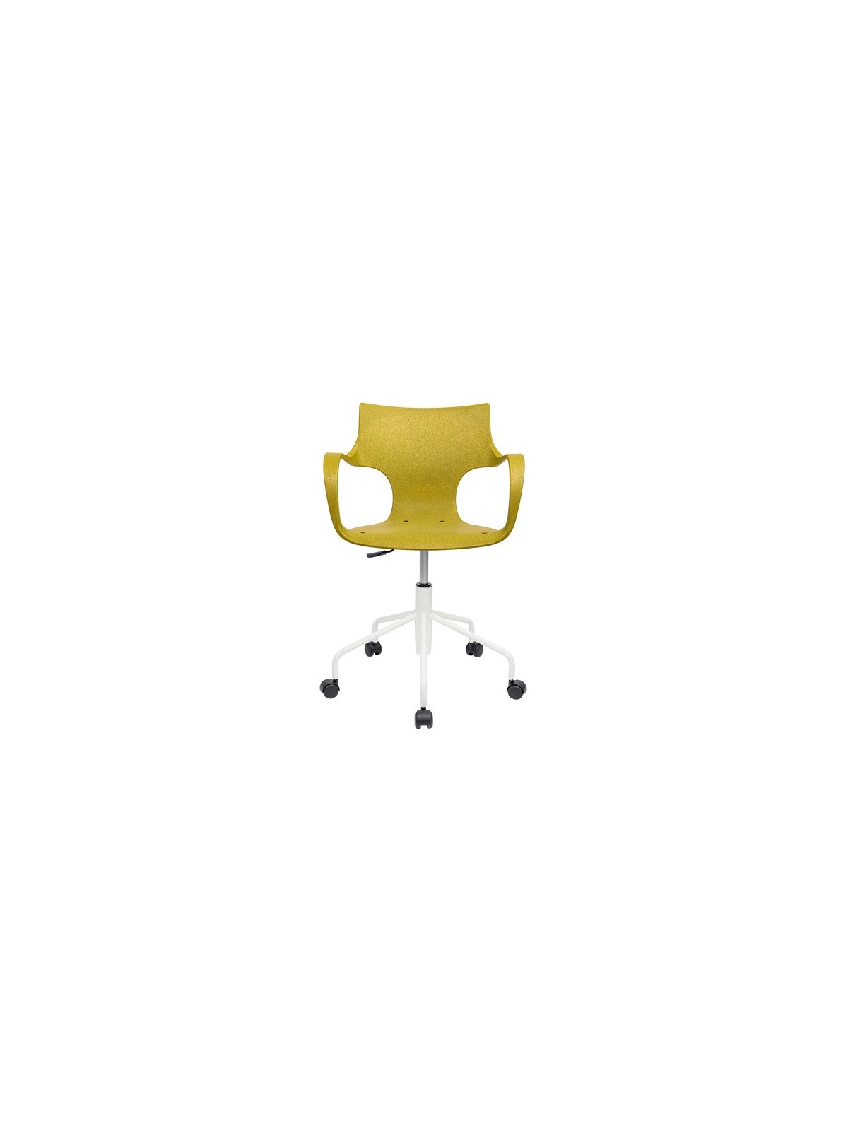 Chaise design Stilfibra Erbi Chami jaune avec piètement pivotant à roulettes
