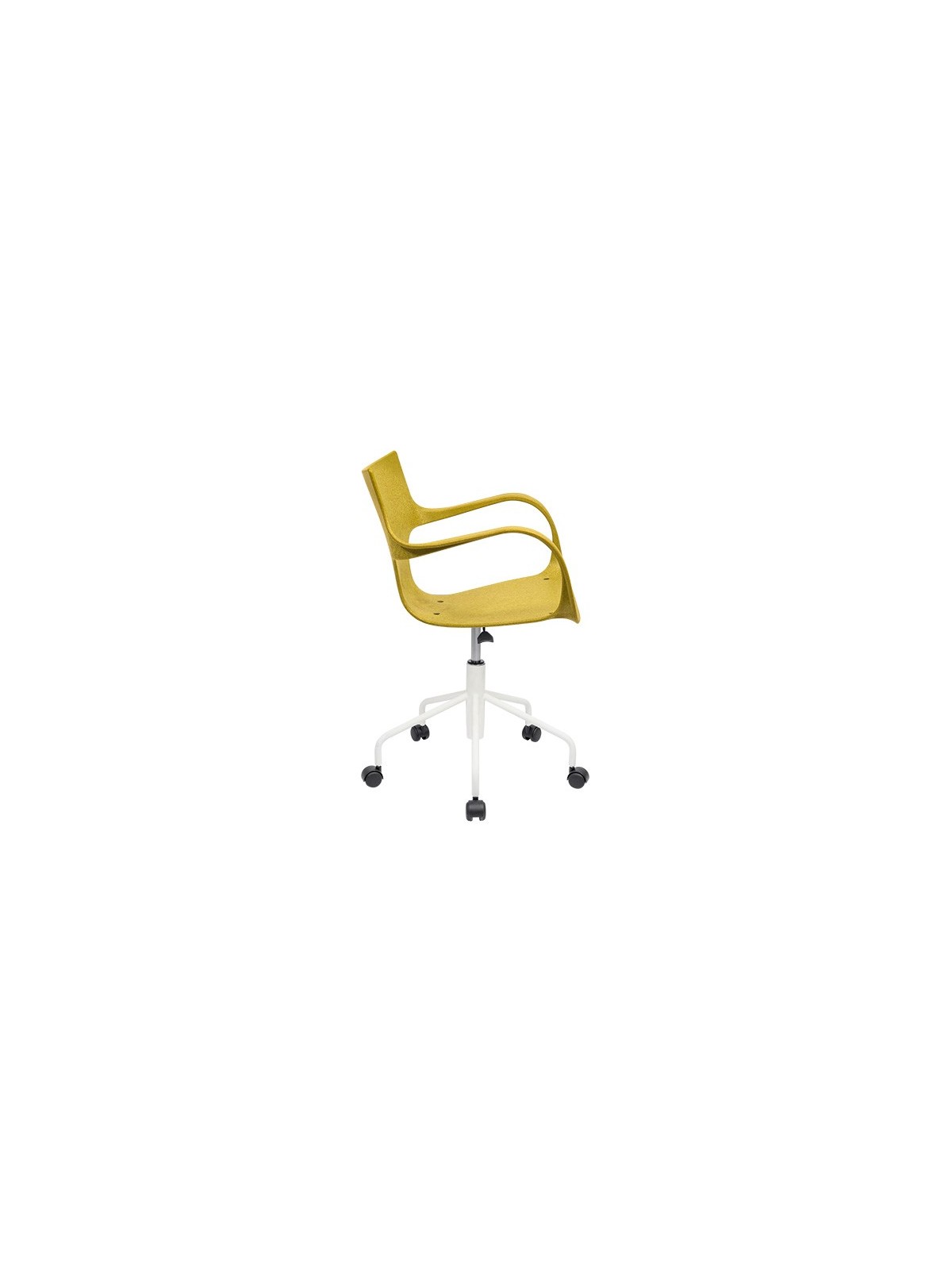 Chaise Erbi Chami avec coque en fibres de camomille et piètement mobile à roulettes