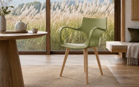 CHAISE DESIGN ERBI MISKI EN FIBRES VÉGÉTALES AVEC PIEDS EN BOIS – STILFIBRA