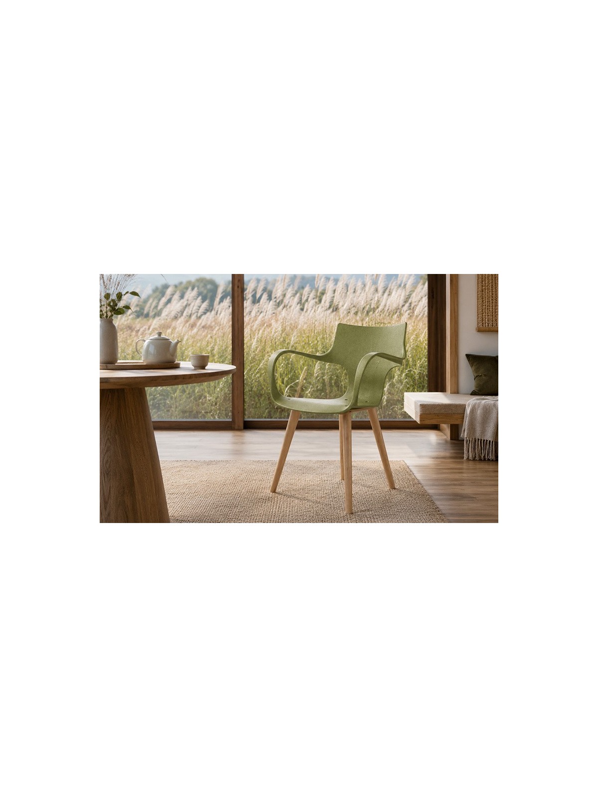 CHAISE DESIGN ERBI MISKI EN FIBRES VÉGÉTALES AVEC PIEDS EN BOIS – STILFIBRA