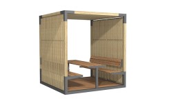 Pergola acier et bois HIMA avec table de pique-nique pour école