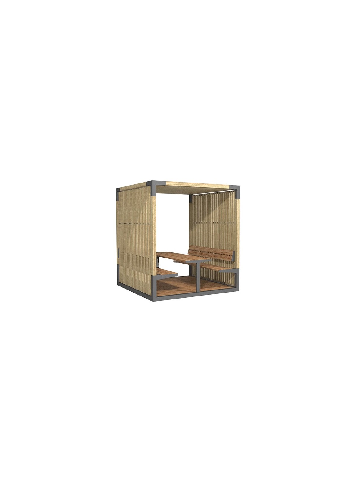 Pergola acier et bois HIMA avec table de pique-nique pour école
