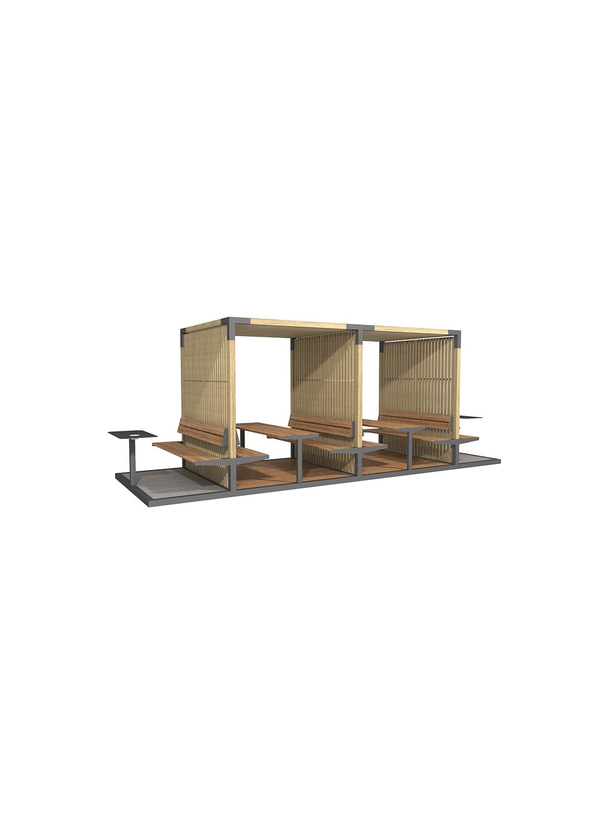 Pergola urbaine grande capacité HIMA avec tables de pique-nique