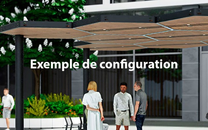 Canopée urbaine modulaire composée de plusieurs panneaux VOLOS