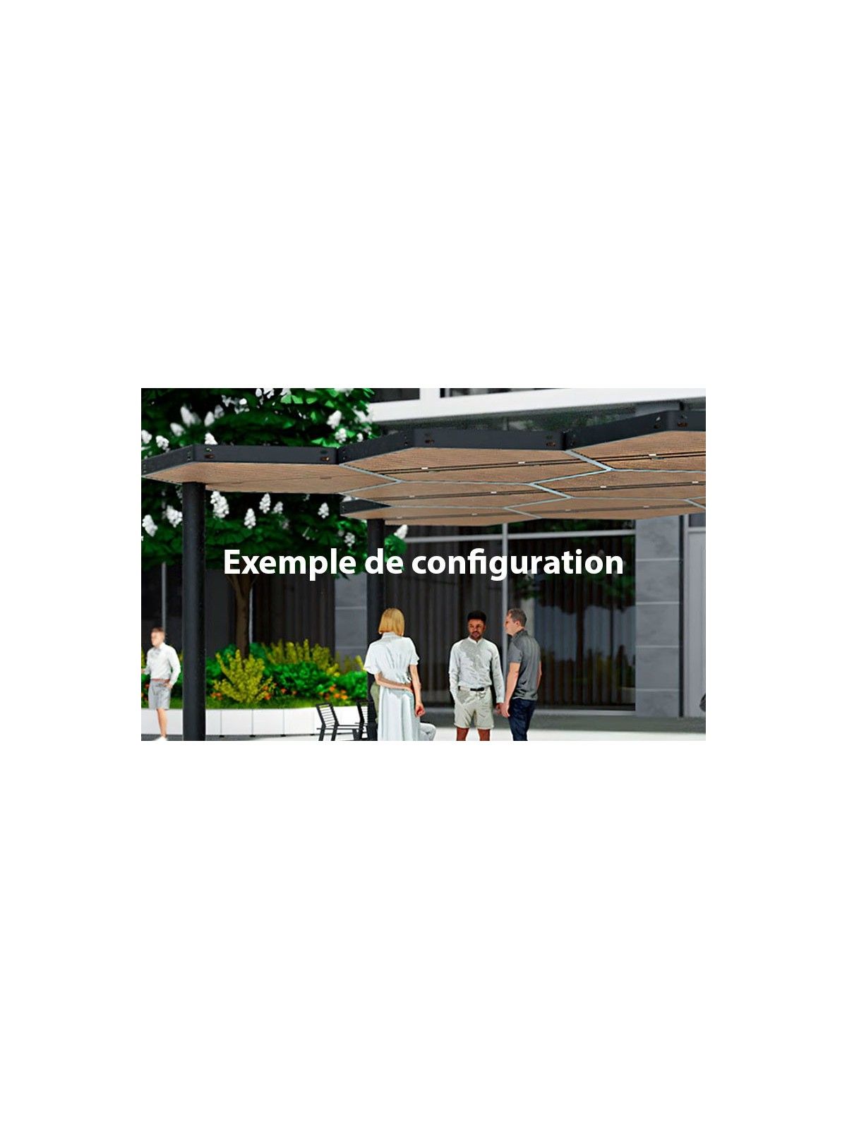 Canopée urbaine modulaire composée de plusieurs panneaux VOLOS