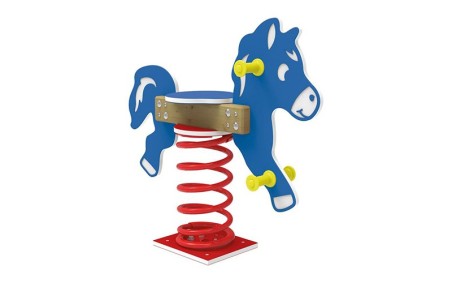 Jeu sur ressort cheval Petit Tonnerre pour aire de jeux bleu