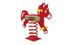 Jeu ressort cheval pour aire de jeux publique rouge