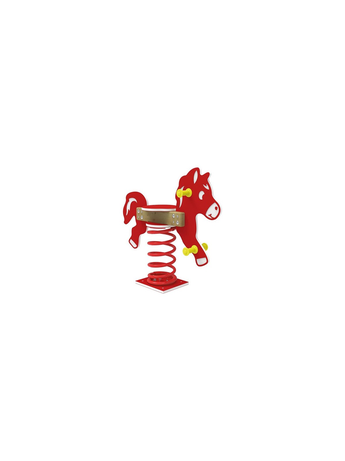 Jeu ressort cheval pour aire de jeux publique rouge