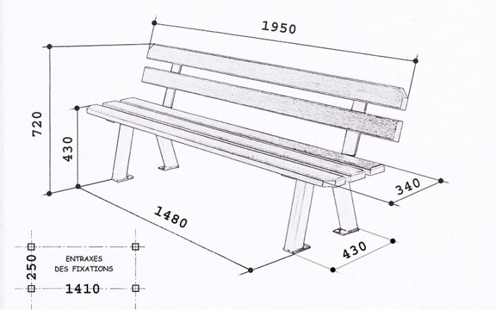 BANC SEMINE PIEDS DOUBLES