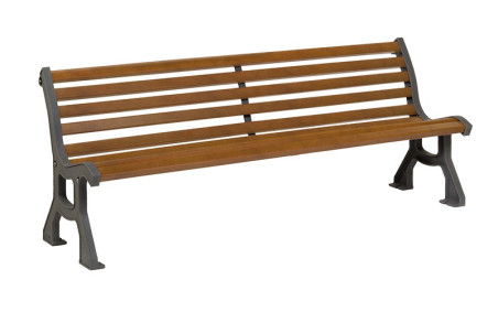 BANC CISSE Banc dix lattes en bois exotique Piètement en fonte ductile avec une couche primaire époxy longueur 1995 mm